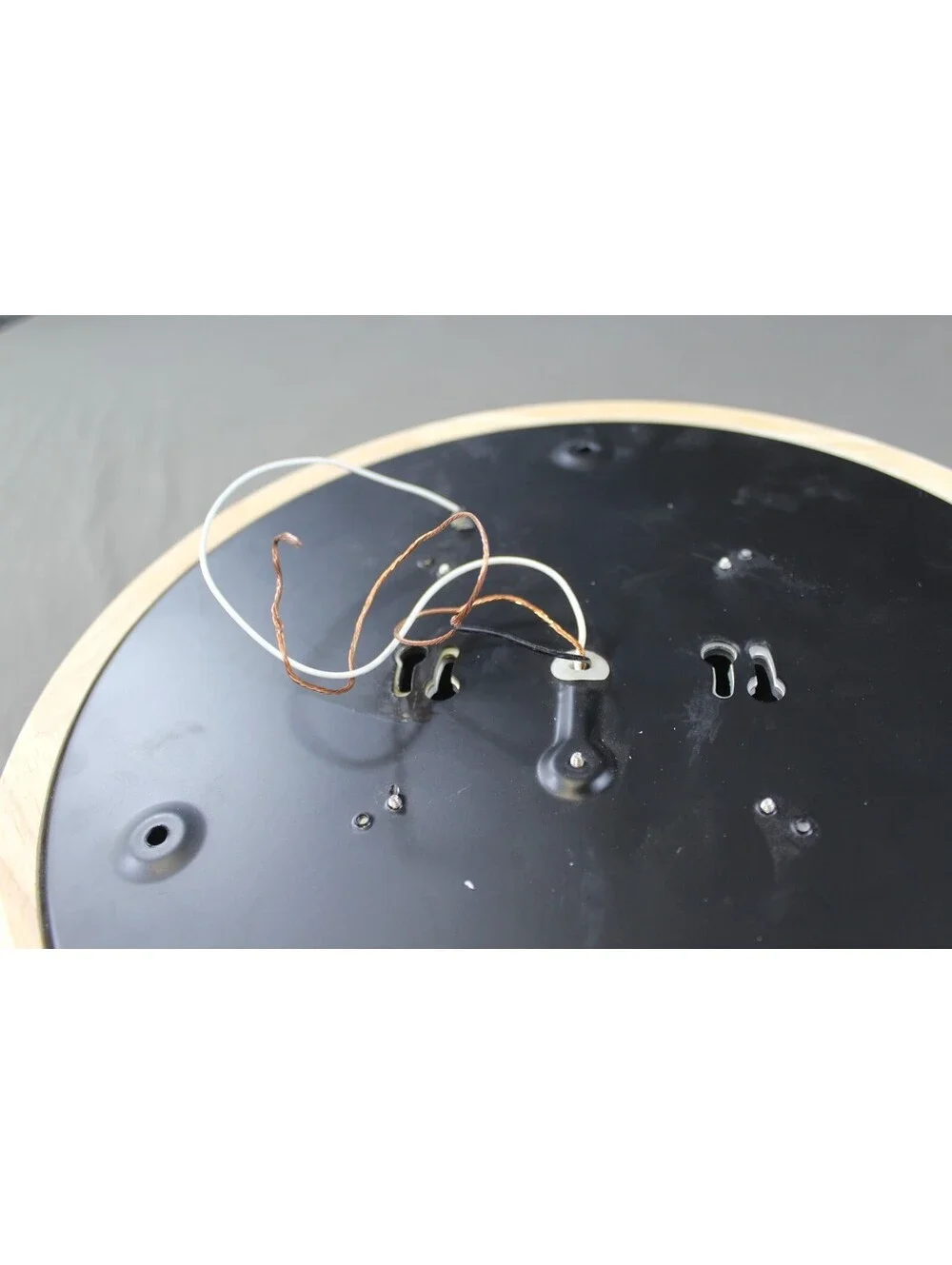 Modern Round LED Flush Mount Ceiling Light Black Wood Accent